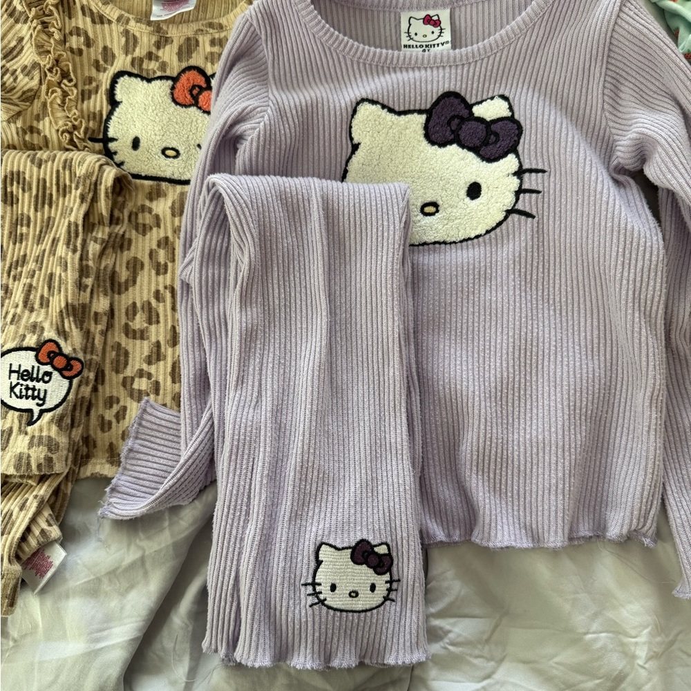 Hello Kitty Lavender Ribbed Long-Sleeve Pajama Set